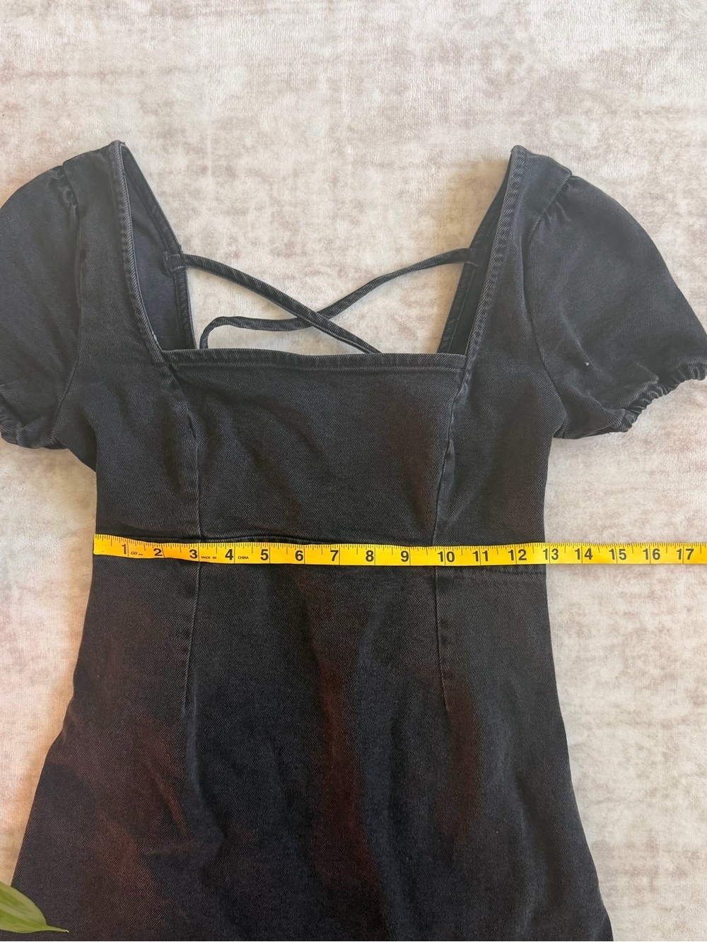 Hollister Black Square Neck Mini Dress with Back Straps - Picture 10 of 11